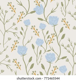 Floral seamless vector pattern for textile, paper, fabric and decoration background.