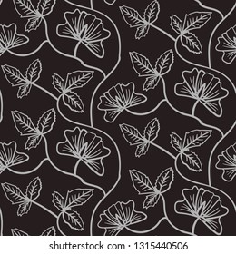 Floral seamless vector two-color background for textile design
