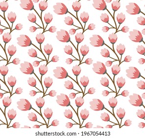 Vector floral sin soldadura en fondo blanco.