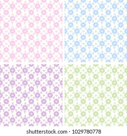 Floral seamless vintage pattern set. Shabby chic background collection.