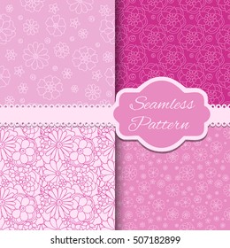 Floral seamless vintage pattern set