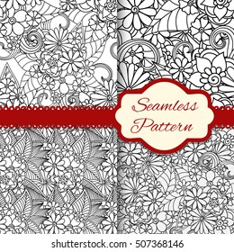 Floral seamless vintage pattern set