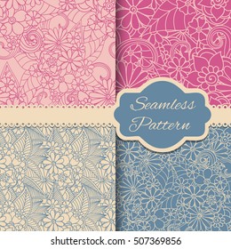 Floral seamless vintage pattern set