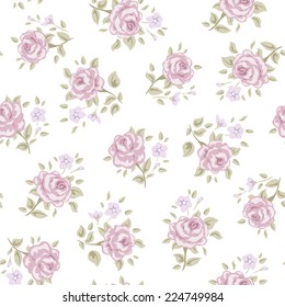 Floral seamless vintage pattern. Shabby chic rose background.