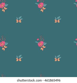 Floral Seamless Vintage Wildflowers Pattern