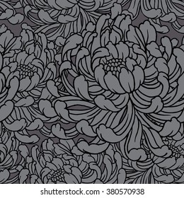 Floral seamless wallpaper with chrysanthemum flowers