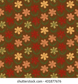 Floral seamless wallpaper in grunge design    