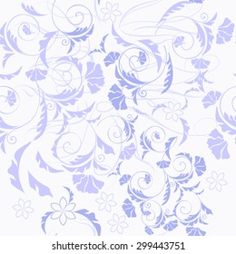 Floral seamless wallpaper pattern with blue ornament
