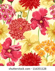 Floral seamless wallpaper in watercolor style