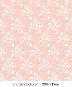 Floral seamless white pattern on a beige background