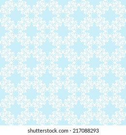 Floral seamless white pattern on a blue background