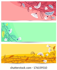 Floral season abstract banners set