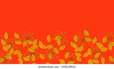Floral seasonal golden background. Minimalistic background design for banner, wallpaper, poster, flyer, invitation, greeting card, sale banner. Vector illustration.