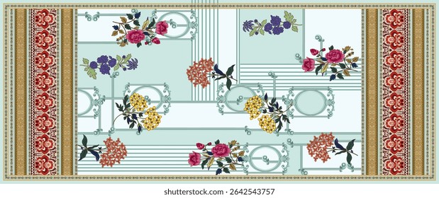 Floral semi Bolt Abstract Different pattern Design 