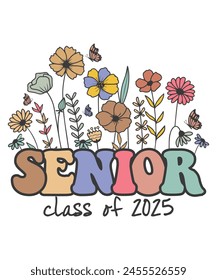 Floral senior class of 2025 vintage Flower profession