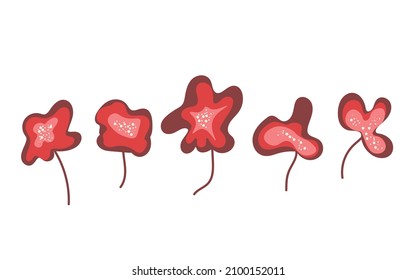 Floral set based on traditional folk art ornaments. Isolated colorful scandy flowers. Scandinavian style. Sweden nordic style. Vector illustration. Simple minimalistic nature element.