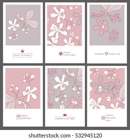 Floral set card with orchids.