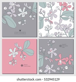 Floral set card with orchids.