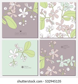 Floral set card with orchids.