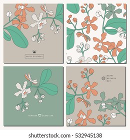 Floral set card with orchids.