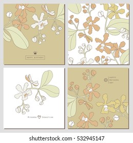Floral set card with orchids.