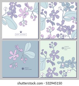 Floral set card with orchids.
