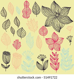 Floral set in cartoon style