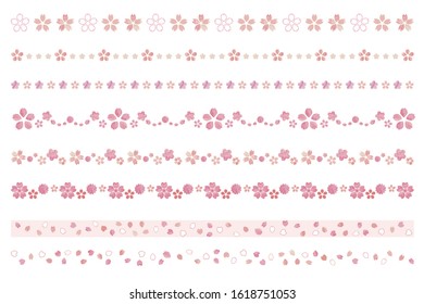 Floral set of a cherry tree. With a hand-drawn texture（line type）