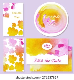 Floral set element for design, place for text. Card design for invitations and greetings.Watercolor design of flowers.