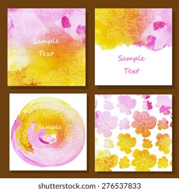 Floral set element for design, place for text. Card design for invitations and greetings.Watercolor design of flowers.