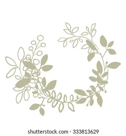 Floral Set with Flowers for Summer or Spring Cards, Invitations, Flyers, Banners or Posters Design. Wreath and Leaves Collection for Greeting and Wedding Cards. Vector illustration.