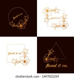 floral set gradient color logo design
