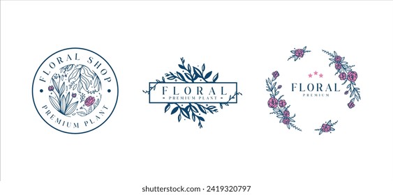 diseño de plantilla de logotipo de conjunto de flores