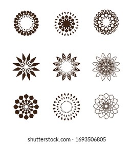 floral set ornament outline vector