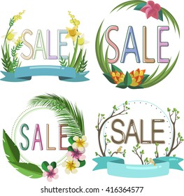 floral set of sale stickers