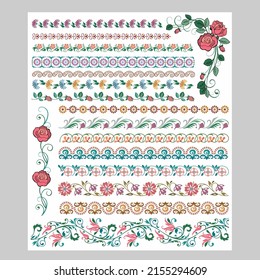 conjunto floral de bordes impecables para su diseño. Bordes florales Un bonito diseño de borde de estilo floral Ilustración de arte artesanal
