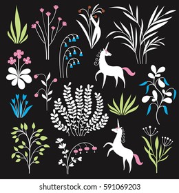 Blumenset, Vektorgrafiken in Flaschen