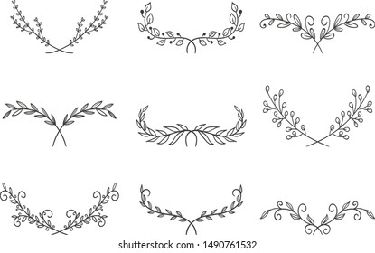floral set vector illustrations in white background
