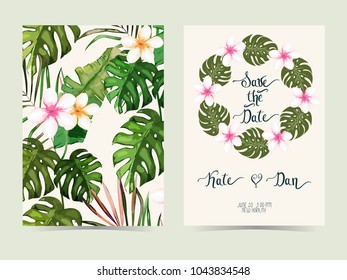 Floral set. Wedding Invitation, save the date, rsvp, invite card. Vector illustration. Celebration template. Watercolor style
