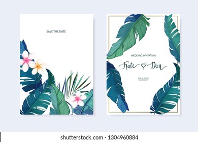 Floral set. Wedding Invitation, save the date, rsvp, invite card. Vector illustration. Celebration template. Watercolor style 