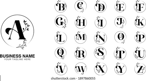  Floral SET A TO Z initial logo | initial based modern monogram, vector template image. luxury logotype logo, real estate , Feminine logo. typography , Spa saloon logo