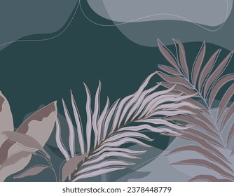 Diseño de la impresión de arte floral azul Vector de arte mural botánico Diseño artístico abstracto para la impresión de la pared.