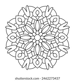 forma floral elegante diseño de mandala para colorear libro, diseño de logotipo de yoga, arte de mandala fácil para el diseño del tatuaje

