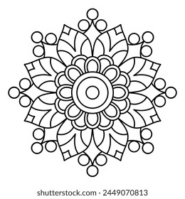 Blumenform Ethnischer Stil Mandala Kunst für Mehendi Design und Tattoo Design, einfaches Design für Yoga Design
