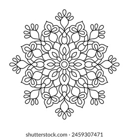 floral shape mandala design for coloring book, elegant mandala art for tattoo design and henna design
