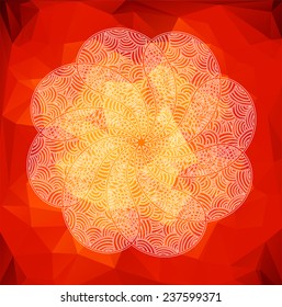 Floral shape on polygonal background, vector illustration