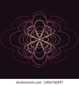 Floral shape ornament, Abstract ornament, ornament vector, orange and mauve colors, suitable for signs and logo and banners, good for decorative wallpapers, also for apps and web design, neon style