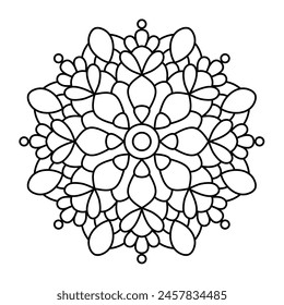 forma floral simple y fácil diseño de mandala para colorear libro, diseño de logotipo de yoga, atractivo arte de mandala
