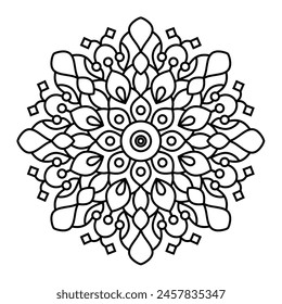 floral shape simple and easy mandala design for coloring book, elegant mandala art
