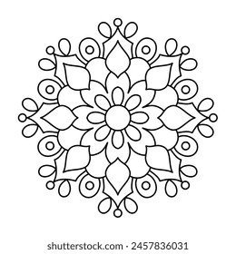 forma floral simple y fácil diseño de mandala para colorear libro, diseño de logotipo de yoga, arte de mandala creativo y hermoso
